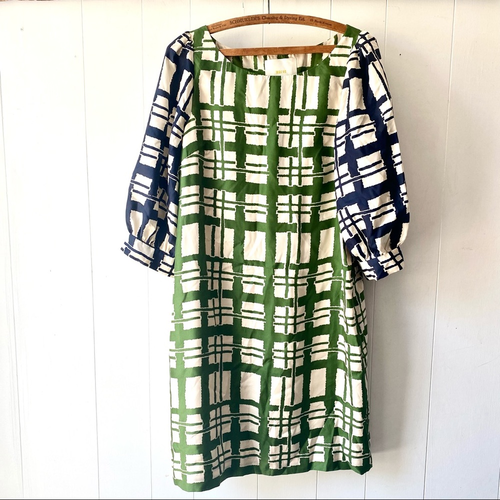 Maeve Broken Blocks Silk Plaid Dress Size 10